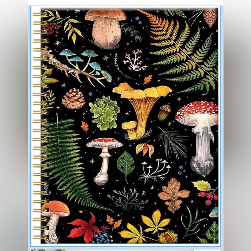 Mushroom and Fern Spiral Notebook, NWT